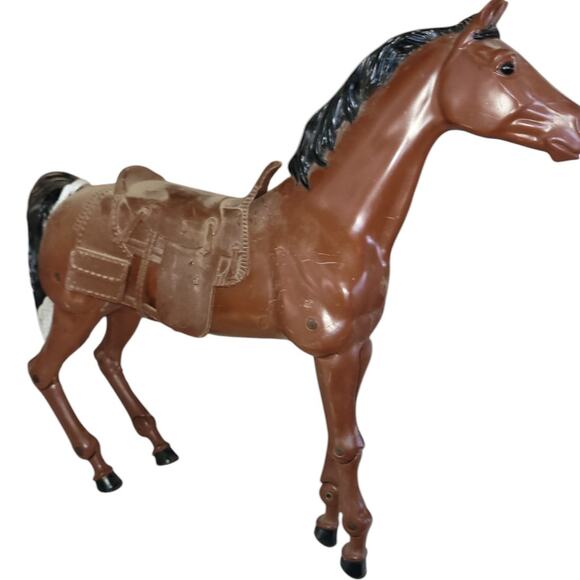 12" Vintage Model Dark Bay Horse W/Jointed Legs, Saddle ~Painted Mane & Tail - Picture 2 of 8